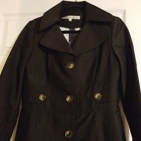 Kenneth Cole black trench coat womens. - Picture 2 of 7